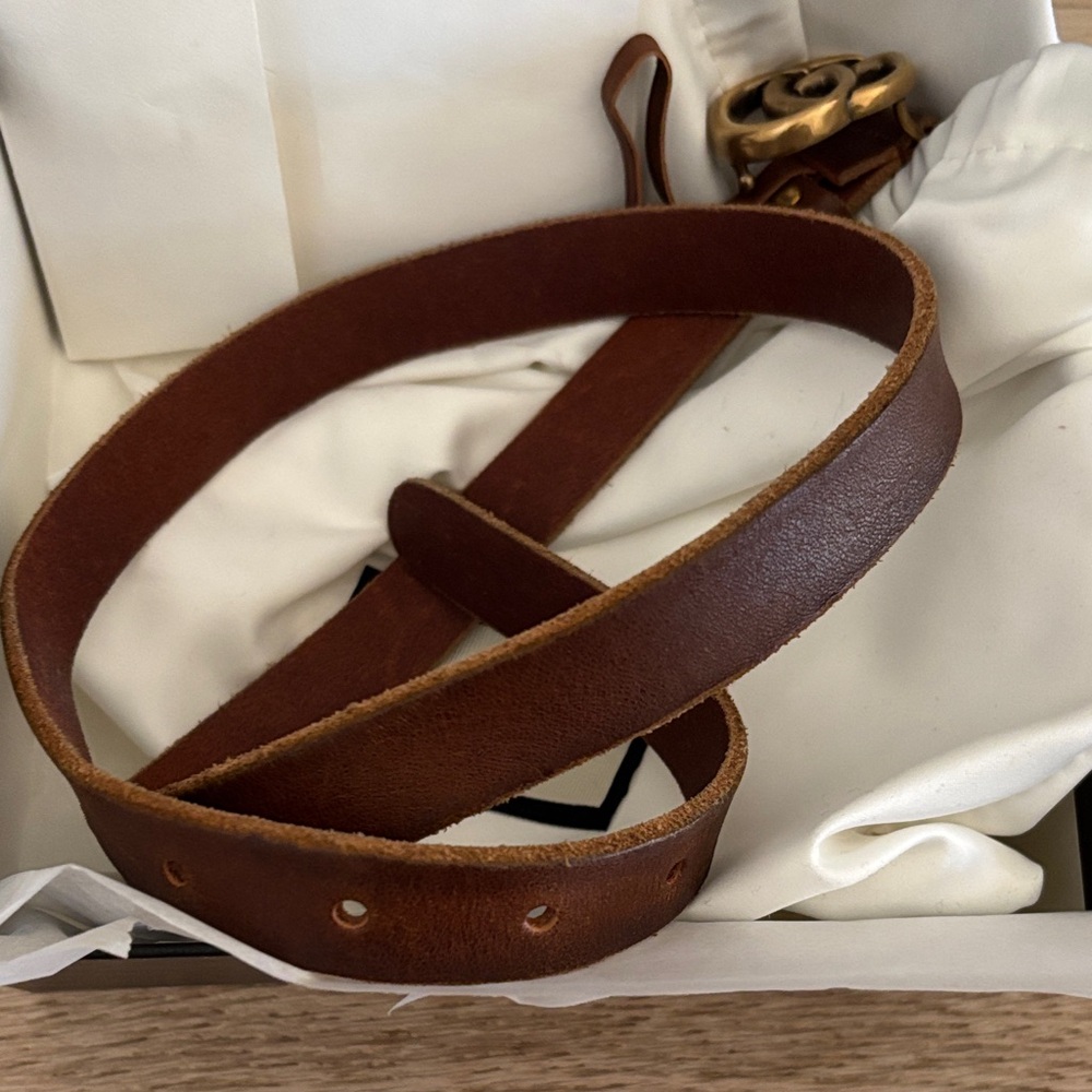Gucci Double G thin brown belt sz80 - Picture 5 of 7